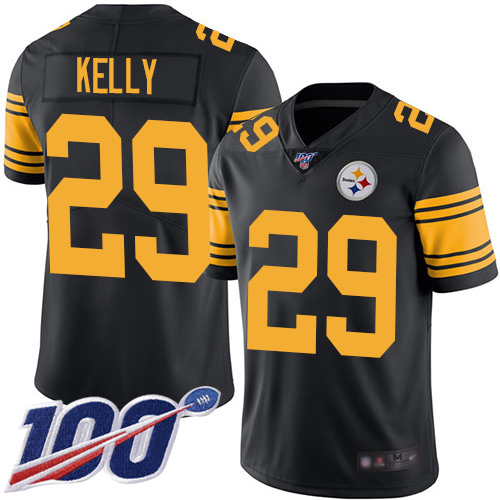 Youth Pittsburgh Steelers Football #29 Limited Black Kam Kelly 100th Season Rush Vapor Untouchable Nike NFL Jersey->youth nfl jersey->Youth Jersey